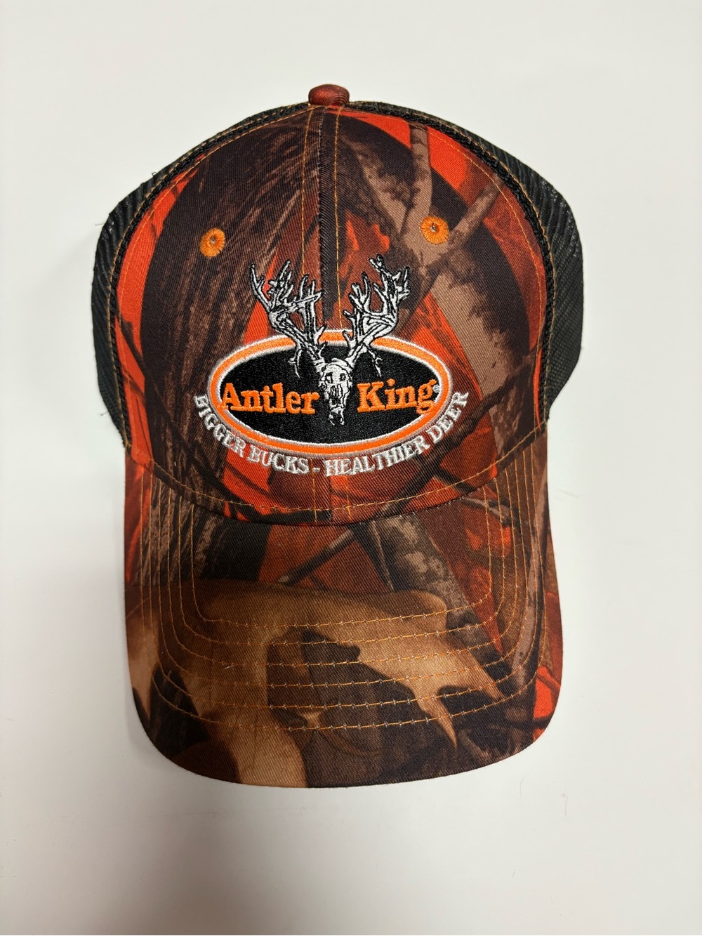 Antler King Camouflage Trucker Hat in Orange & Brown